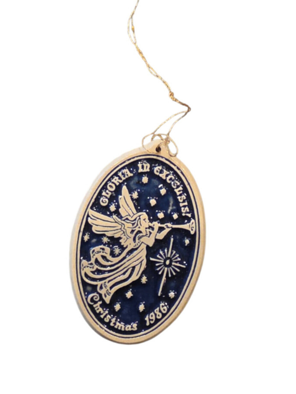 Vintage 1986 Christmas ornament by Deneen Pottery Limited Edition Angel Blue